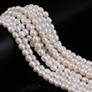 Natural White Fresh Water Pearl Barrel Shape Beads Size 7-8mm 14.5" Strand
