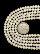 Natural White Fresh Water Pearl Off Round Shape Size 4-5.5mm 14" Strand