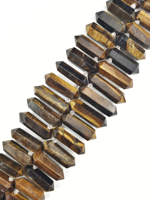 Tiger Eye Graduated Top Drilled Faceted Points Size 15x30-15x45mm 15.5" Strand