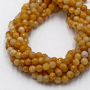 Natural Yellow Jade Faceted Round Beads Size 6mm 15'' Strand
