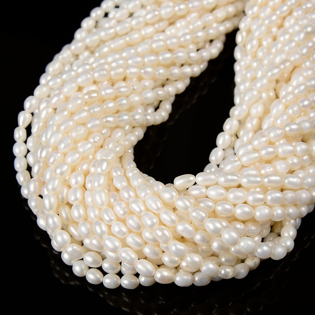 VALUED Freshwater Rice Pearls White 5-6mm (14 Strand)