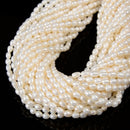 Fresh Water Pearl White Oval Rice Beads Approx 3x5mm 4x5mm 5x7mm 14" Strand