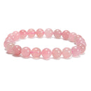 Madagascar Rose Quartz Smooth Round Beaded Bracelet 8mm 7.5'' Length 3 PCS/Set