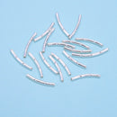 925 Sterling Silver Bamboo Curved Tube Beads Size 2x18mm 6 Pieces Per Bag