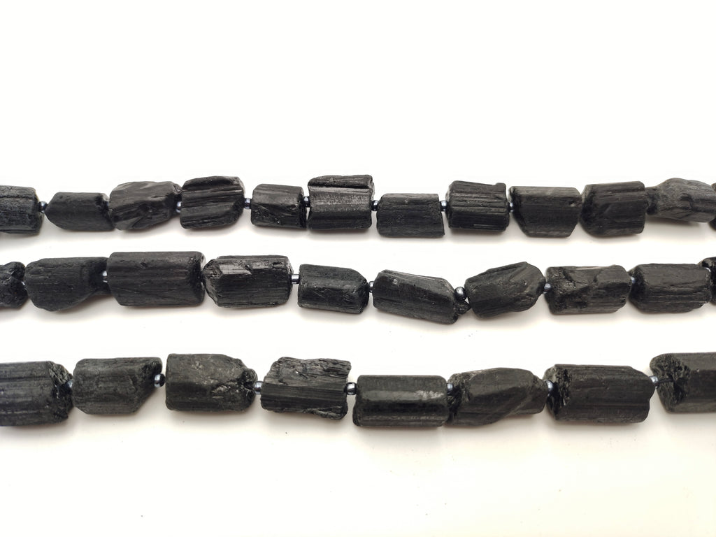 Natural Black Tourmaline Rough Faceted Tube Beads Size 8-9x10-13mm 15. –  CRC Beads