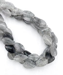 Natural Cloudy Quartz Smooth Twist Long Oval Size 13x20mm 15.5" Strand