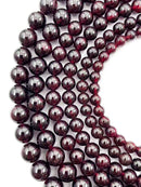 01- Natural Red Garnet Smooth Round Beads Size 5mm to 9.5mm 15.5" Strand