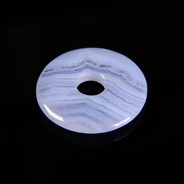 AAA Natural Blue Lace Agate Donut Circle Pendant Size 28-30mm Sold by Piece