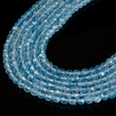 Natural Blue Topaz Faceted Round Beads Size 4mm 5mm 15.5'' Strand