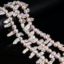Grade AA White Fresh Water Pearl Baroque Fireball Beads 10-11x20-25mm 15.5" Strd