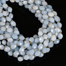 Light Aquamarine Color Dyed Jade Faceted Rice Beads Size 8x10mm 15.5'' Strand