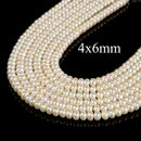 AAA White Fresh Water Pearl Rondelle Button Beads Size 5mm 6mm 8mm 14.5''Strand