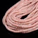 Natural Pink Opal Cylinder Tube with Rondelle Beads Size 6x10mm 15.5'' Strand