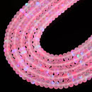 Pink Mystic Mermaid Glass Matte Rondelle Beads Size 4x6mm 5x8mm 15.5'' Strand