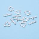 925 Sterling Silver Heart & T Clasp Size 10x14mm 2 Sets Per Bag