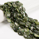 Chinese Green Jade Smooth Flat Teardrop Shape Beads Size 13x18mm 15.5'' Strand