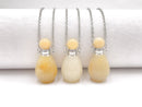 Natural Yellow Jade Necklace Flat Bottom Perfume Bottle & Silver Chain
