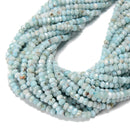 Natural Larimar Faceted Rondelle Beads Size 1.5x2mm 3x4.5mm 15.5'' Strand