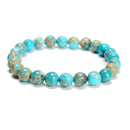 Light Blue Sea Sediment Jasper Round Beaded Bracelet 8mm 7.5'' Length 3 PCS/Set