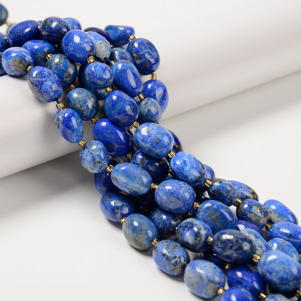 Natural Lapis Full Oval Nugget Beads Size 10-12mm x 13-18mm 15.5'' Strand