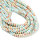 Light Blue Aqua Terra Jasper Smooth Rondelle Beads Size 4x6mm 15.5'' Strand