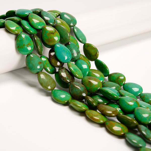Green Turquoise Smooth Puffy Teardrop Beads Size 15x20mm 15.5'' Strand