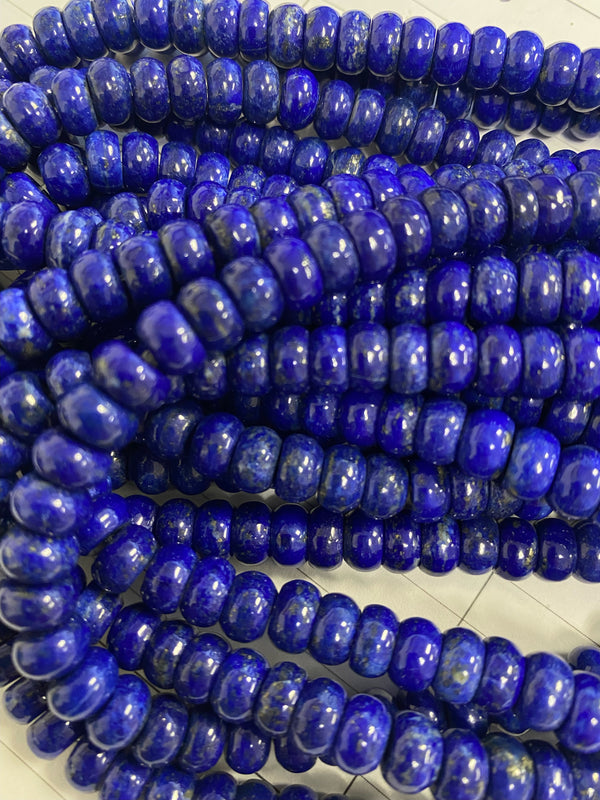 Natural Genuine Lapis Lazuli Smooth Rondelle Beads Size 4x6mm 5x8mm 15.5" Strand