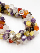 Natural Mixed Gemstone Smooth Faceted Nugget Chunks Approx. 10-15mm 64" Strand