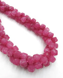 Pink Tourmaline Color Dyed Jade Faceted Cube Beads Size 7mm 15.5'' Strand