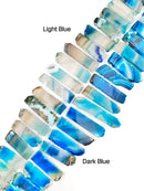 Blue Agate Graduated Slice Stick Points Beads Size 11x20-50mm 15.5" Strand