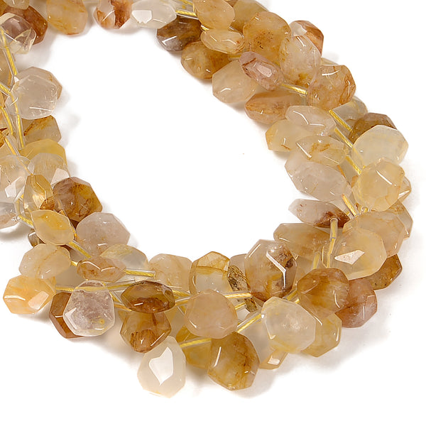 Golden Healer Quartz Faceted Trapezoid Shape Beads 10x12mm-12x15mm 15.5'' Strand