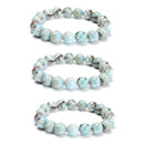Multi Color Larimar Smooth Round Beaded Bracelet 10mm 7.5'' Length 3 PCS Per Set