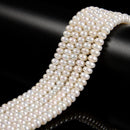 AAA White Fresh Water Pearl Rondelle Button Beads Size 5mm 6mm 8mm 14.5''Strand