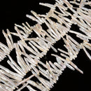 AAA White Fresh Water Pearl Graduated Long Stick Beads 4-6x30-50mm 15.5'' Strand