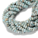 Natural Multi Color Larimar Smooth Rondelle Beads 4x6mm 5x8mm 6x10mm 15.5'' Strd