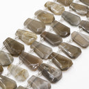 Gray Moonstone Graduated Faceted Trapezoid Beads Size 15x20-18x27mm 15.5" Strand