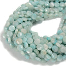 Natural Grade A Blue Green Amazonite Faceted Coin Beads Size 10mm 15.5'' Strand