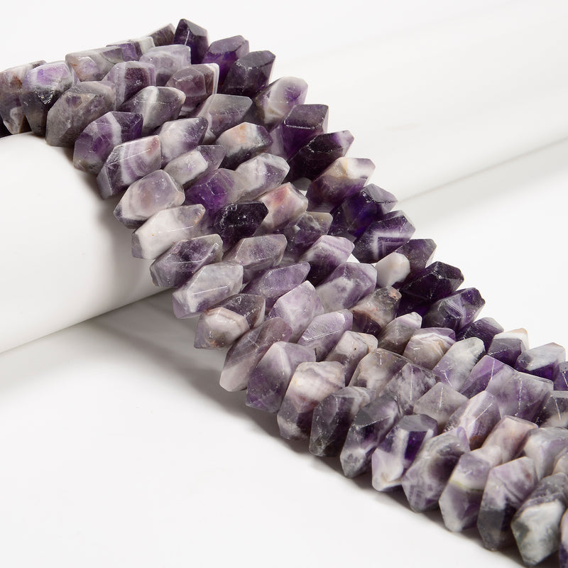 Teeth Chevron Amethyst Hard Cut Faceted Square Beads Size 8x12mm 15.5'' Strand