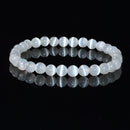 Selenite Smooth Round Beaded Bracelet Size 6mm 8mm 10mm 7.5'' Length 3 PCS/Set