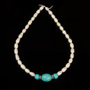 Fresh Water Pearl Oval Rice & Blue Howlite Turquoise Beads 7x10mm 15.5" Strand
