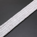 White Jade Smooth Rondelle Beads Size 5x8mm 15.5'' Strand