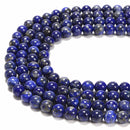 Natural Lapis Lazuli Smooth Round Beads 3.5 - 4mm 6mm 8mm 10mm 12mm 15.5'' Strand