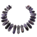Natural Amethyst Graduated Top Drill Faceted Points Beads 30-40mm 15.5" Strand