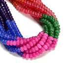 13-Multi-color Dyed Jade Smooth Rondelle Beads Size 5x8mm 15.5'' Strand