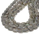 Natural Gray Labradorite Smooth Oval Beads 8x10mm 8x12mm 10x14mm 15.5'' Strand