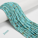 Blue Turquoise Faceted Round Beads Size 2mm 3mm 15.5'' Strand