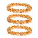 Natural Citrine Smooth Round Beaded Bracelet Size 10mm 7.5'' Length 3 PCS/Set