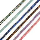 01 Mixed Gemstone Cylinder Tube Shape Beads Size 2x4mm 15'' Strand