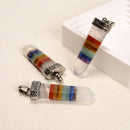 Rainbow Chakra Sword Shape Healing Stone Point Pendant 15x55mm Sold by Piece