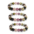 Light Multi Tourmaline Smooth Round Beaded Bracelet 10mm 7.5'' Length Sold by Piece